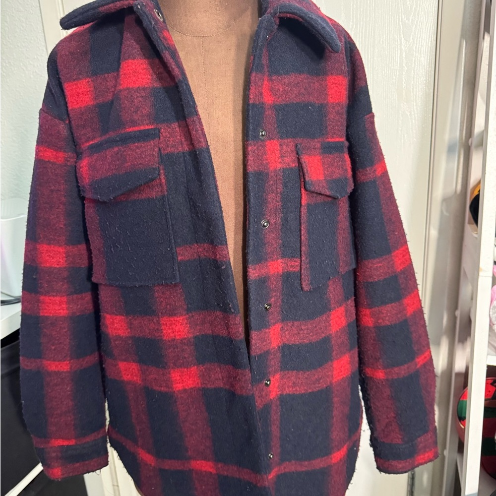 Red and Black Plaid Men's Jacket